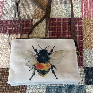 Bee Print Canvas Crossbody Bag